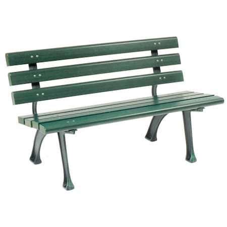 Global Industrial 4ft Park Bench w/ Backrest, Green 240125GN